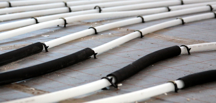 Bodenplatte, Fussbodenheizung. Estrich, Parkett